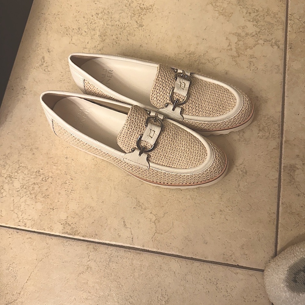 Donald J. Pliner Tan Loafers with Silver Detail